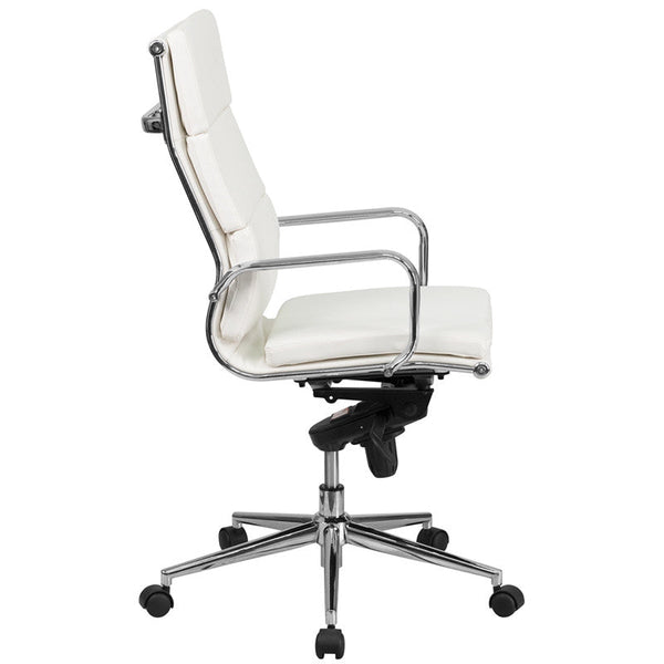 Flash Furniture High Back White Leather Executive Swivel Office Chair With Synchro-Tilt Mechanism | Office Chairs | Modishstore-3