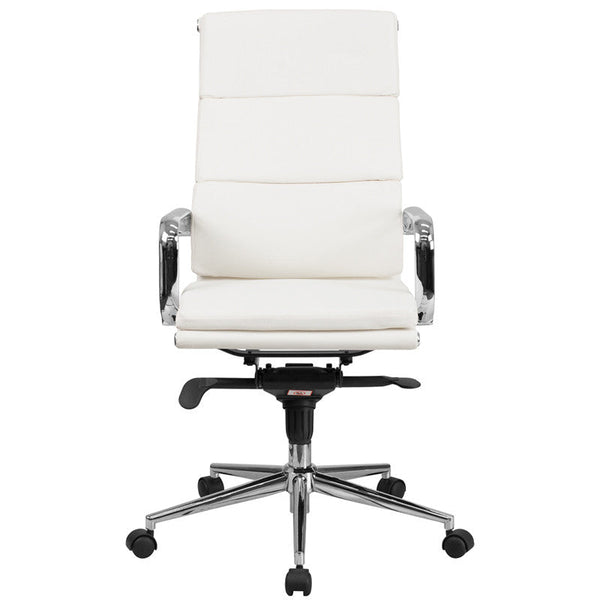 Flash Furniture High Back White Leather Executive Swivel Office Chair With Synchro-Tilt Mechanism | Office Chairs | Modishstore-4