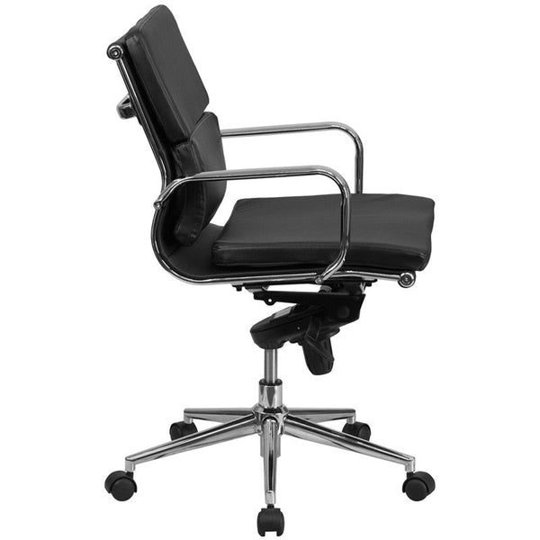 Flash Furniture Mid-Back Black Leather Executive Swivel Office Chair With Synchro-Tilt Mechanism | Office Chairs | Modishstore-4