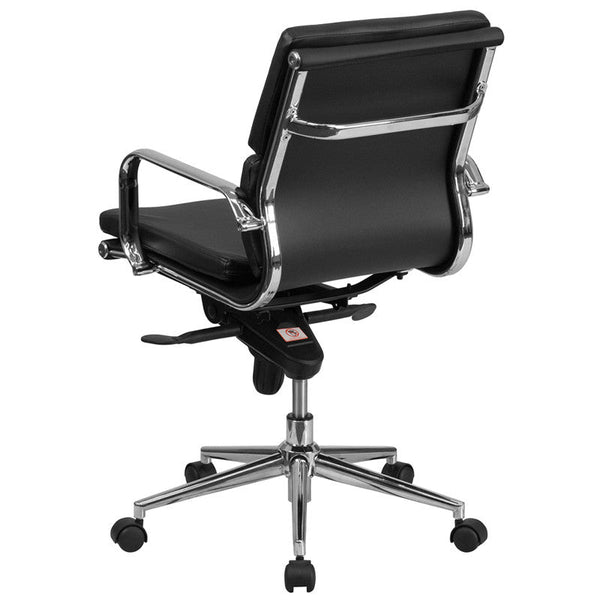 Flash Furniture Mid-Back Black Leather Executive Swivel Office Chair With Synchro-Tilt Mechanism | Office Chairs | Modishstore-3