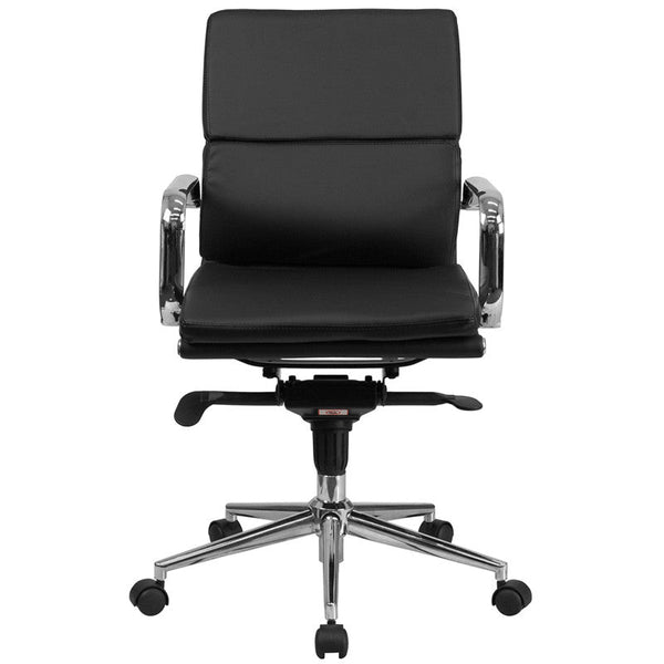 Flash Furniture Mid-Back Black Leather Executive Swivel Office Chair With Synchro-Tilt Mechanism | Office Chairs | Modishstore-2