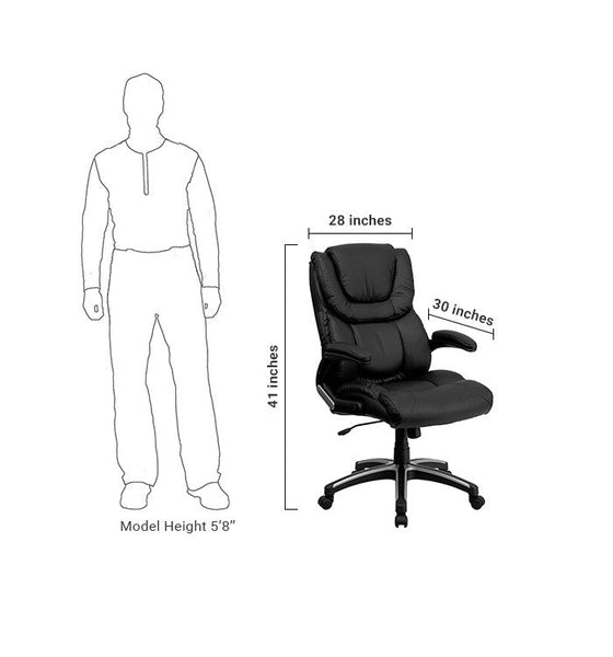 Flash Furniture BT-9896H-GG Black Leather Executive Swivel Chair with Arms | Office Chairs | Modishstore-4