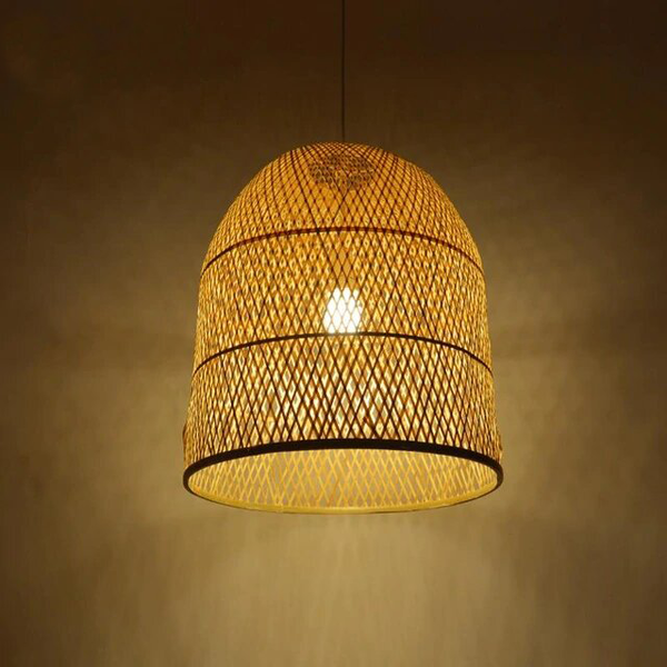 Bamboo Wicker Rattan Bell Shade Pendant Light by Artisan Living-4