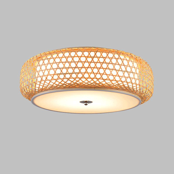Bamboo Wicker Rattan Lantern Shade Ceiling Light by Artisan Living | Ceiling Lamps | 11034CL | Modishstore - 3