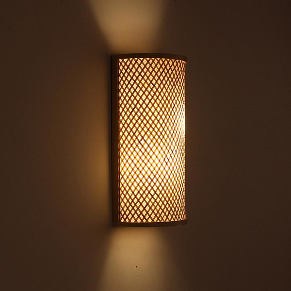 Bamboo Wicker Rattan Shade Tunnel Wall Lamp by Artisan Living | ModishStore | Wall Lamps