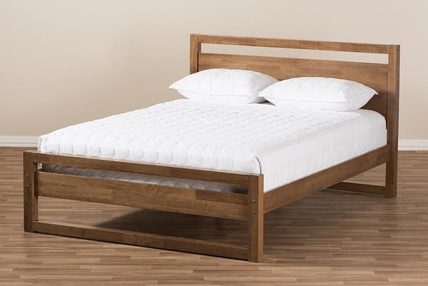 Baxton Studio Torino Mid-Century Modern Solid Walnut Wood Open Frame Style King Size Platform Bed | Beds | SW8068-Walnut-M17-King | Modishstore - 2