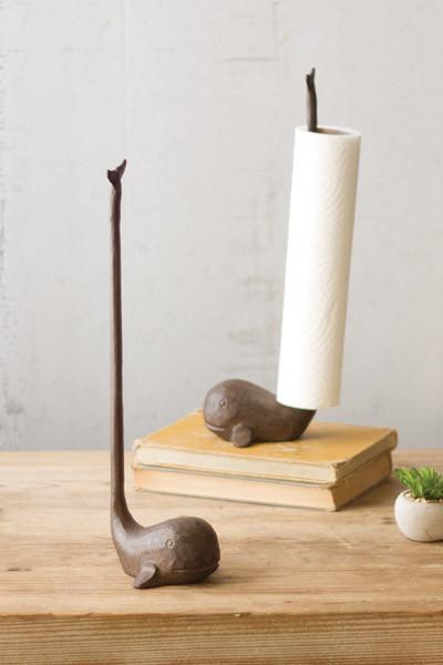 Kalalou Rustic Cast Iron Whale Paper Towel Holder | Modishstore | Bathroom Accessories