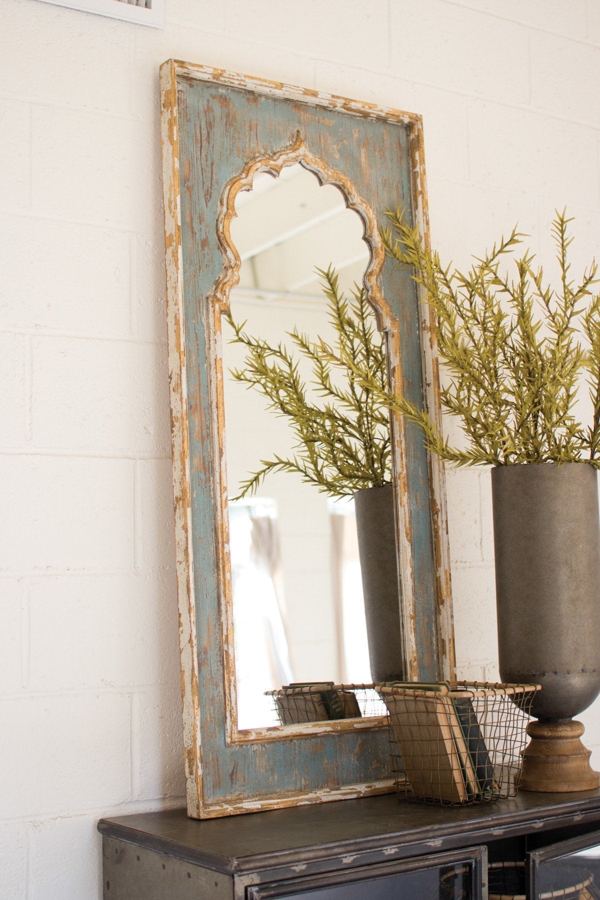 Kalalou Painted Wooden Mirror | Modishstore | Mirrors