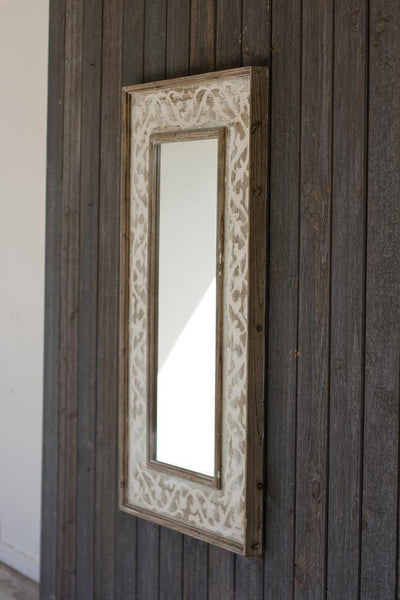 Kalalou Wooden Framed Mirror With Fluer De Lis Detail | Modishstore | Mirrors