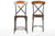 Baxton Studio Broxburn Light Brown Wood & Metal Bar Stool (Set of 2) | Modishstore | Bar Stools