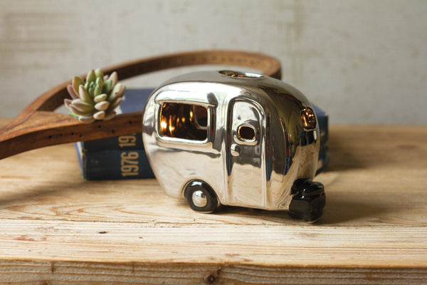 Kalalou Silver Ceramic Camper Lamp (Set of 2) | Modishstore | Table Lamps