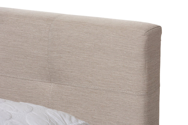 baxton studio brandy modern and contemporary beige fabric upholstered king size storage platform bed | Modish Furniture Store-5