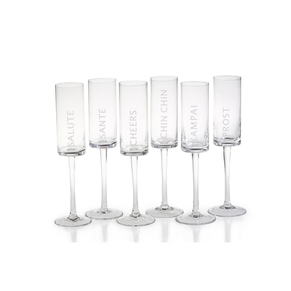 Zodax 6-Piece Champagne Flute Set with Toasting Words | Drinkware | Modishstore-2
