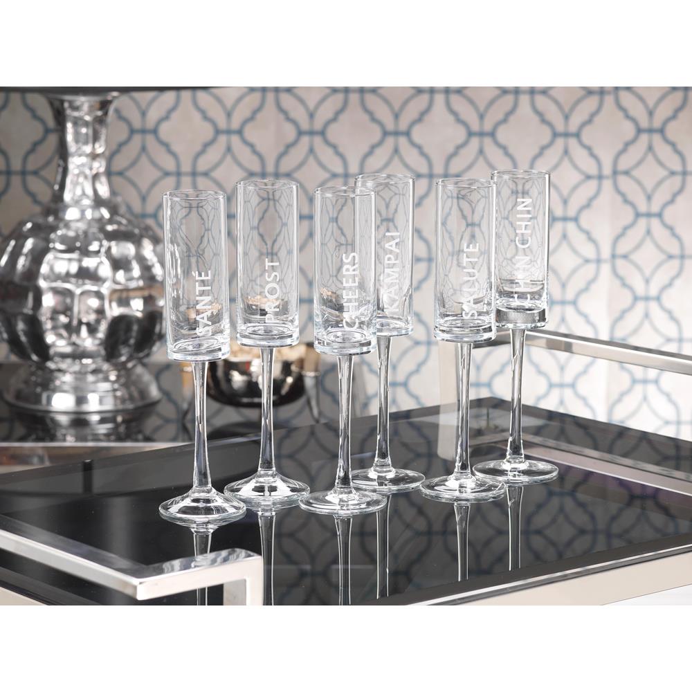 Zodax 6-Piece Champagne Flute Set with Toasting Words | Drinkware | Modishstore