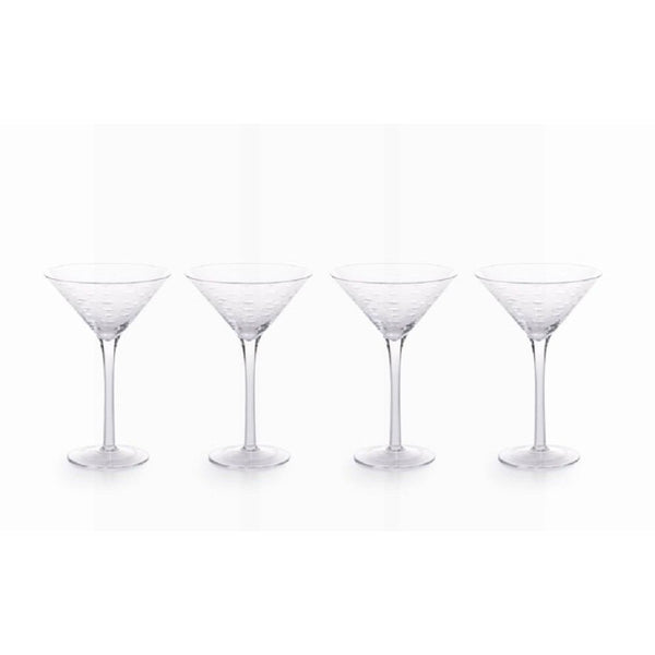 Zodax 6.75-Inch Tall Keely Fish Cut Martini Glass - Set of 4 | Drinkware | Modishstore