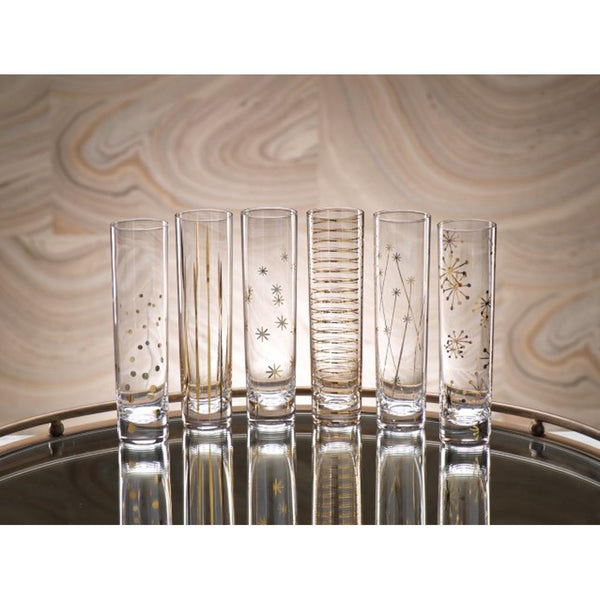 Zodax Centuri Golden Decal Champagne Glasses - Set of 6 | Drinkware | Modishstore