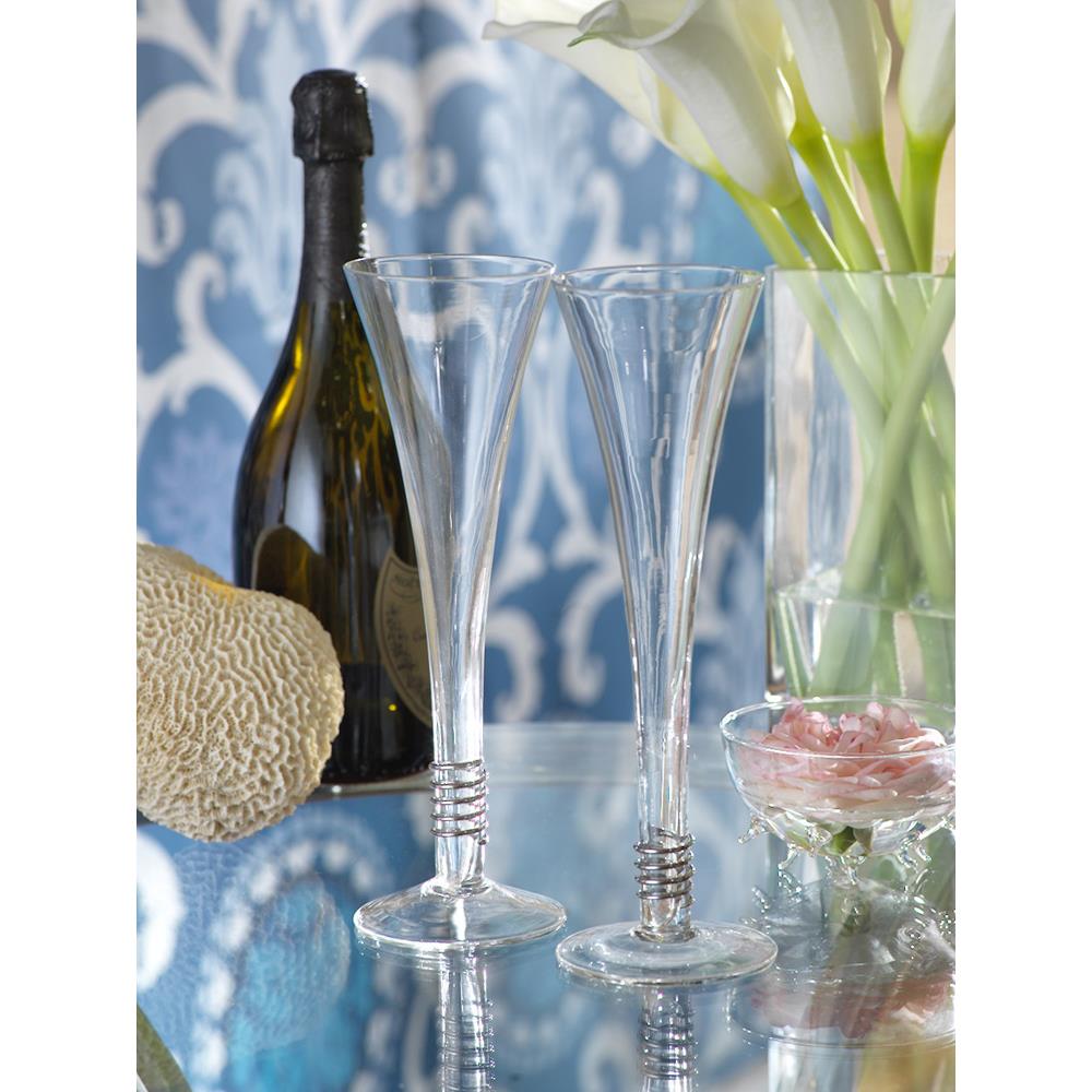 Zodax 6-Piece Fiuri Silver Champagne Flute Set | Drinkware | Modishstore