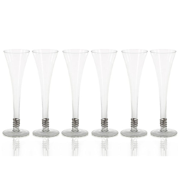 Zodax 6-Piece Fiuri Silver Champagne Flute Set | Drinkware | Modishstore-2