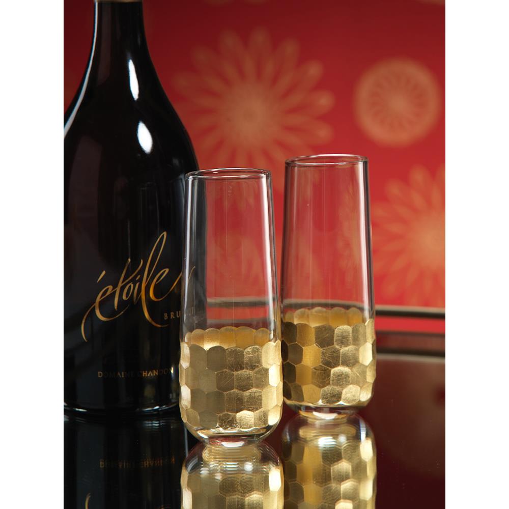 Zodax Vitorrio Stemless Gold Champagne Glasses - Set of 6 | Drinkware | Modishstore