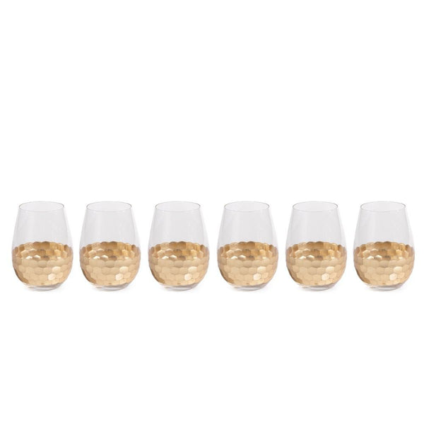 Zodax Vitorrio Stemless Gold Wine Glasses - Set of 6 | Drinkware | Modishstore-2