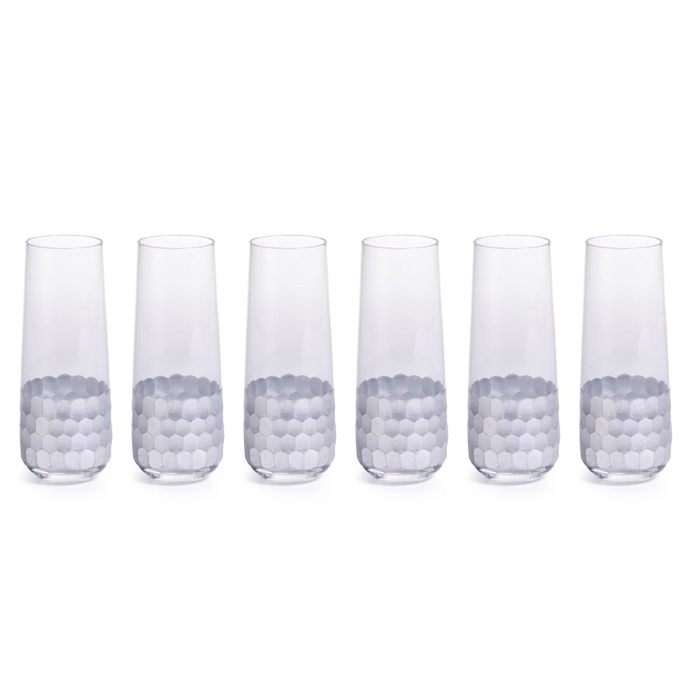 Zodax Vitorrio Stemless Silver Champagne Glasses - Set of 6 | Drinkware | Modishstore-2