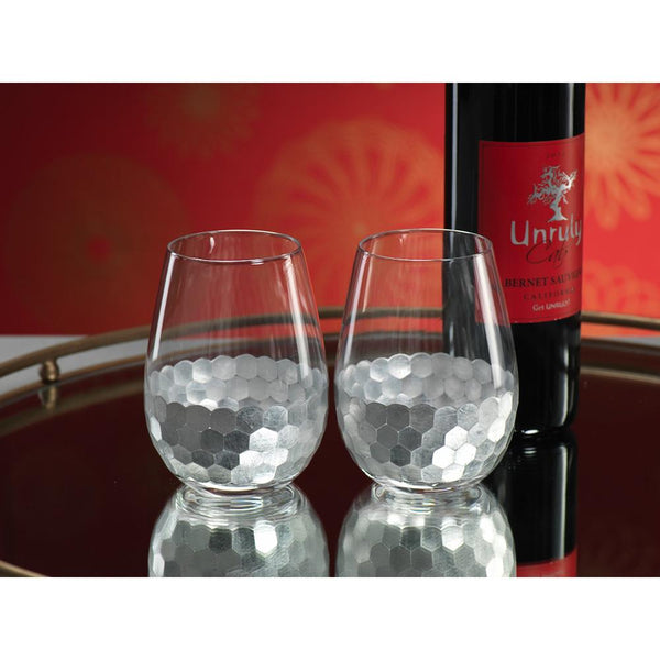 Zodax Vitorrio Stemless Silver Wine Glasses - Set of 6 | Drinkware | Modishstore