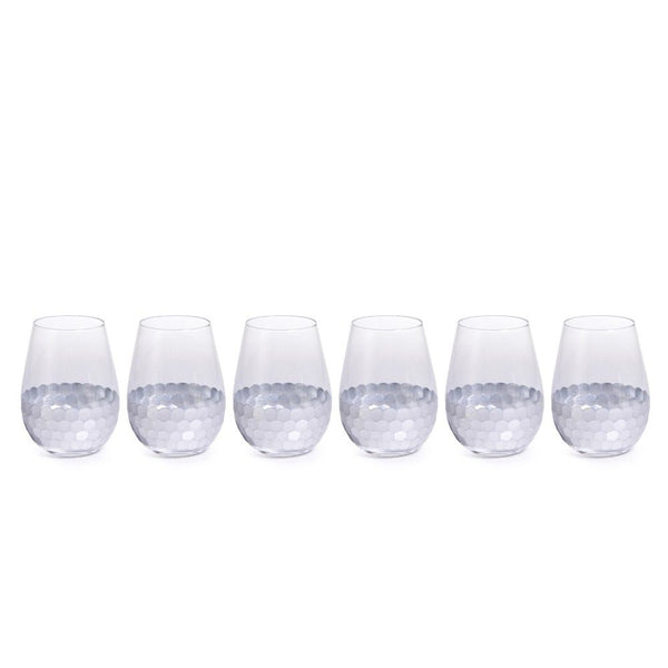 Zodax Vitorrio Stemless Silver Wine Glasses - Set of 6 | Drinkware | Modishstore-2