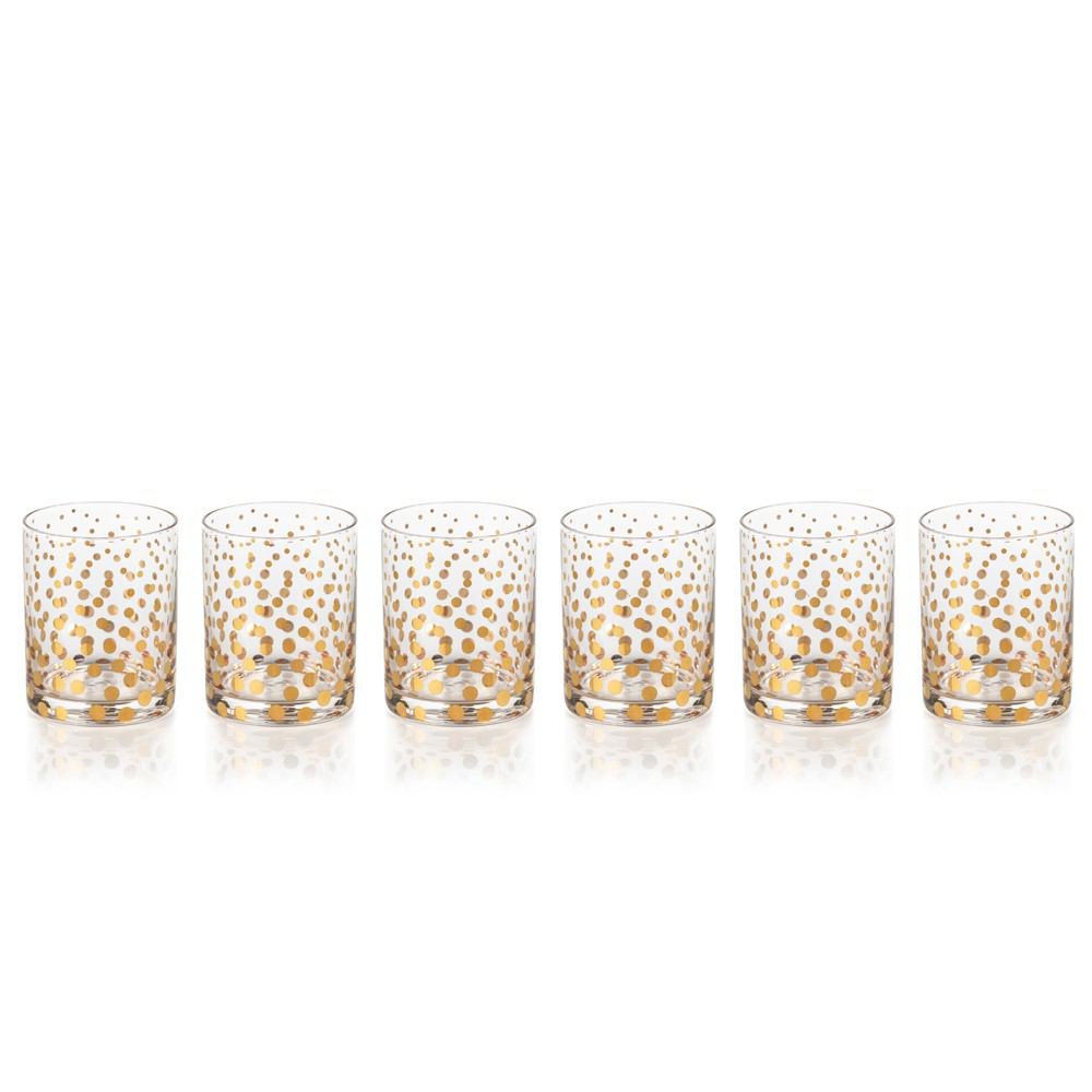 Zodax Seraphina Golden Dot Design Double Old Fashioned Glasses - Set of 6 | Drinkware | Modishstore