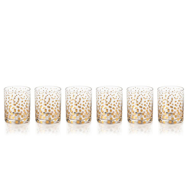 Zodax Seraphina Golden Dot Design Double Old Fashioned Glasses - Set of 6 | Drinkware | Modishstore