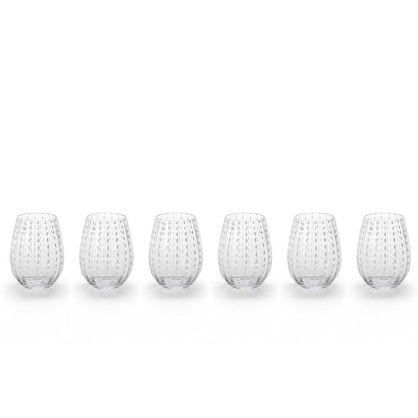 Zodax 5-Inch Tall Fintan Stemless Glass - Set of 6 | Drinkware | Modishstore