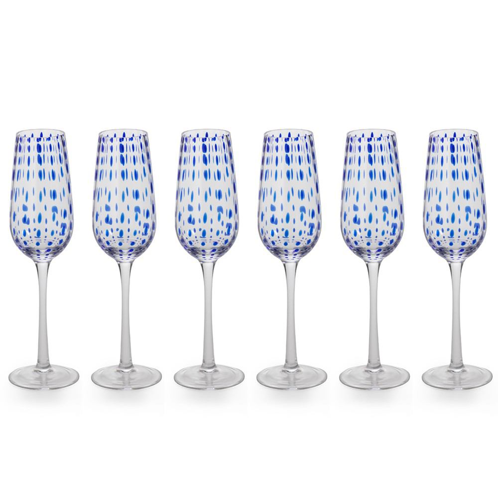 Zodax 10-Inch Tall Mavi Champagne Flutes - Set of 6 | Drinkware | Modishstore