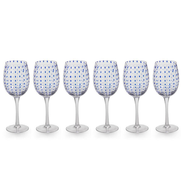 Zodax 9-Inch Tall Mavi Wine Glasses - Set of 6 | Drinkware | Modishstore