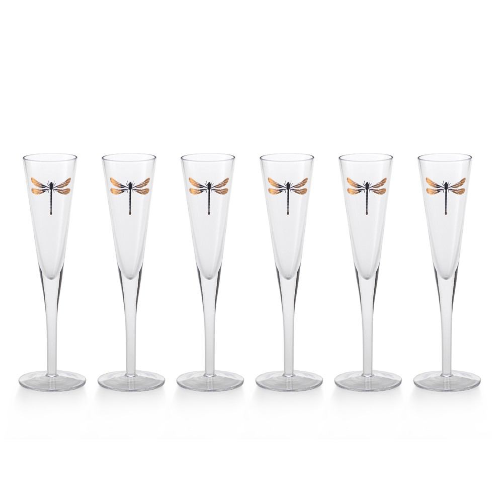 Zodax 6-Piece Libelle Dragonfly Champagne Flute Set | Drinkware | Modishstore-2