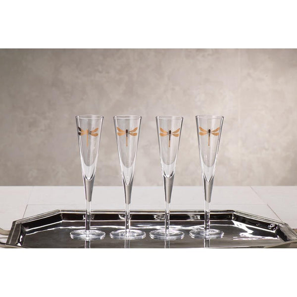 Zodax 6-Piece Libelle Dragonfly Champagne Flute Set | Drinkware | Modishstore