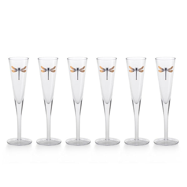 Zodax 6-Piece Libelle Dragonfly Champagne Flute Set | Drinkware | Modishstore-2