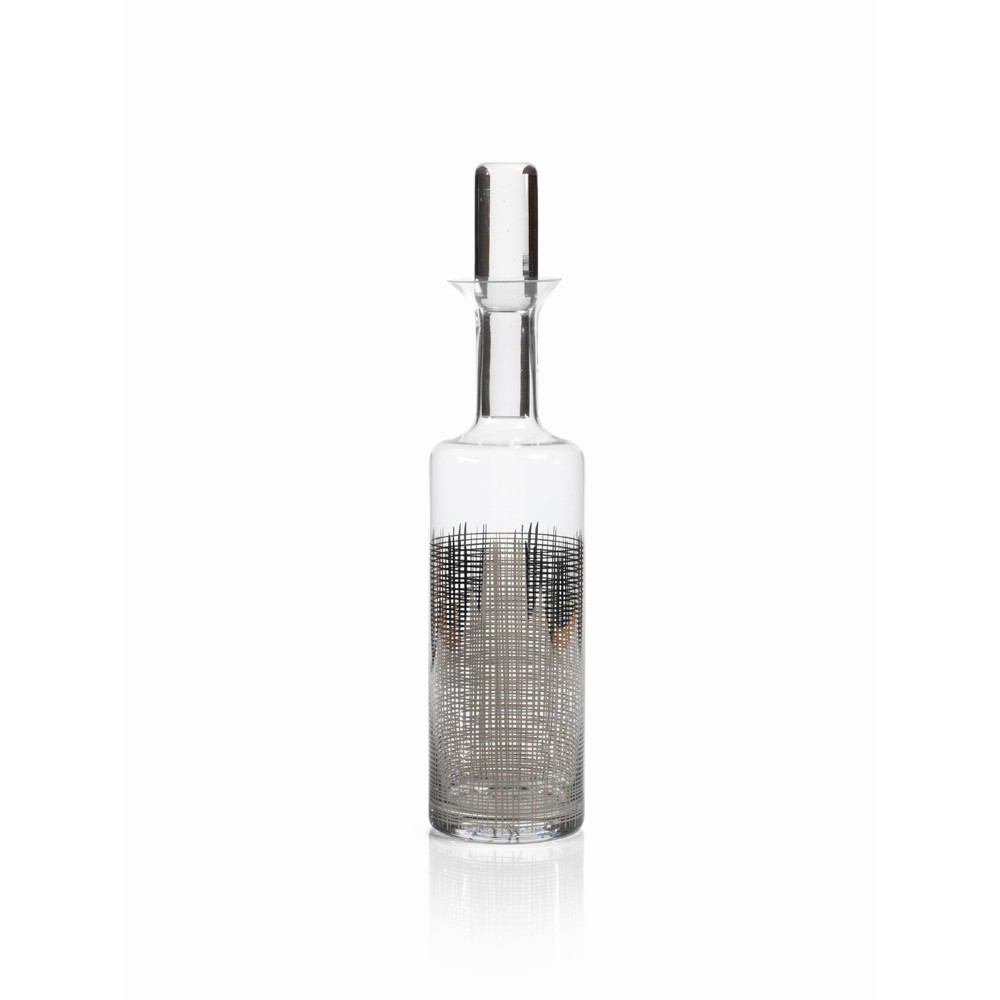 Zodax 14-Inch Tall Reza Crosshatch Glass Decanter - Platinum | Decanters | Modishstore