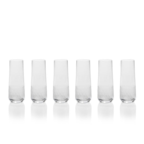 Zodax Vitorrio Frosted Stemless Champagne Glasses - Set of 6 | Drinkware | Modishstore