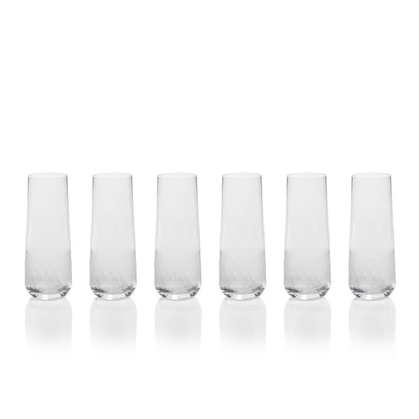 Zodax Vitorrio Frosted Stemless Champagne Glasses - Set of 6 | Drinkware | Modishstore