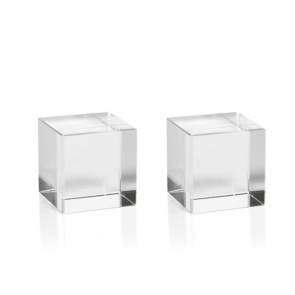 Zodax Jacy Crystal Glass Straight Cube- Set of 2 | Glass Terrariums | Modishstore