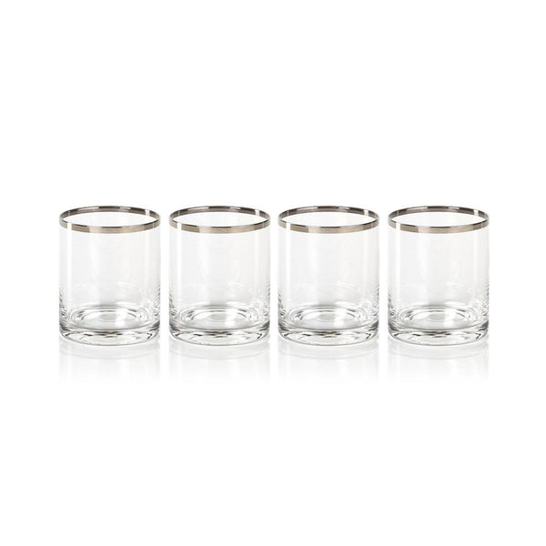 Zodax Mod Rock Glasses with Platinum Rim - Set of 4 | Drinkware | Modishstore-2