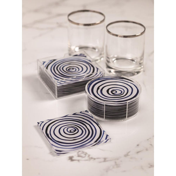 Zodax Deep Blue Agate Coasters with Holder - Set of 6 | Wine & Bar Accessories | Modishstore