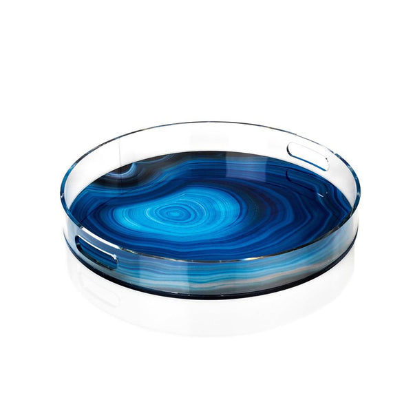 Zodax 18-Inch Diameter Deep Blue Agate Round Tray | Trays | Modishstore-2
