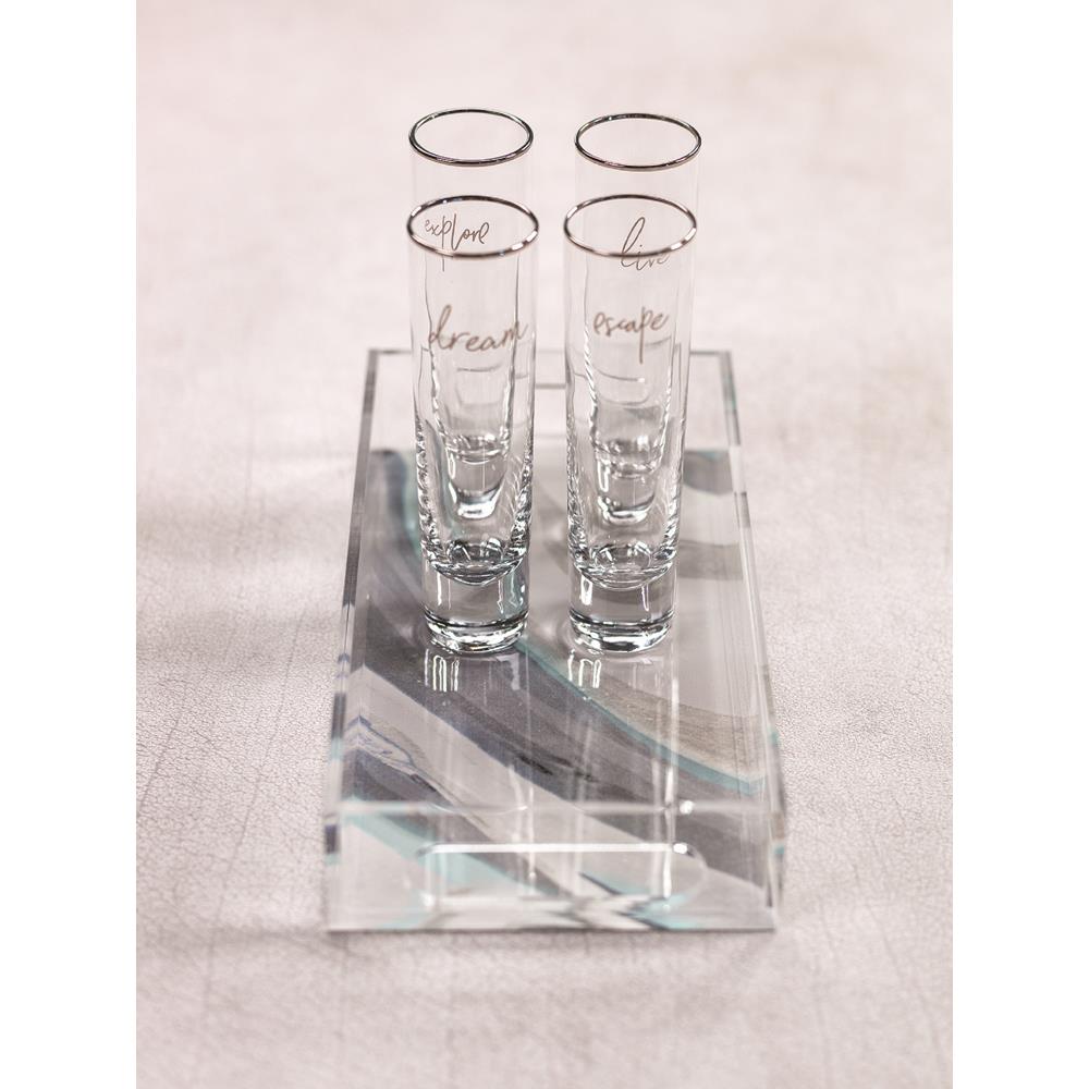 Zodax Aqua Lagoon Rectangular Agate Tray | Trays | Modishstore