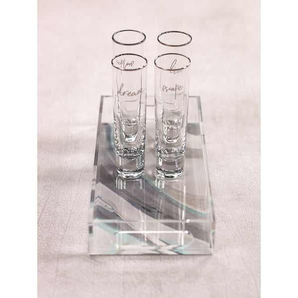 Zodax Aqua Lagoon Rectangular Agate Tray | Trays | Modishstore