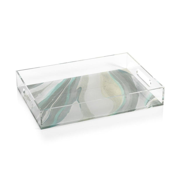 Zodax Aqua Lagoon Rectangular Agate Tray | Trays | Modishstore-3