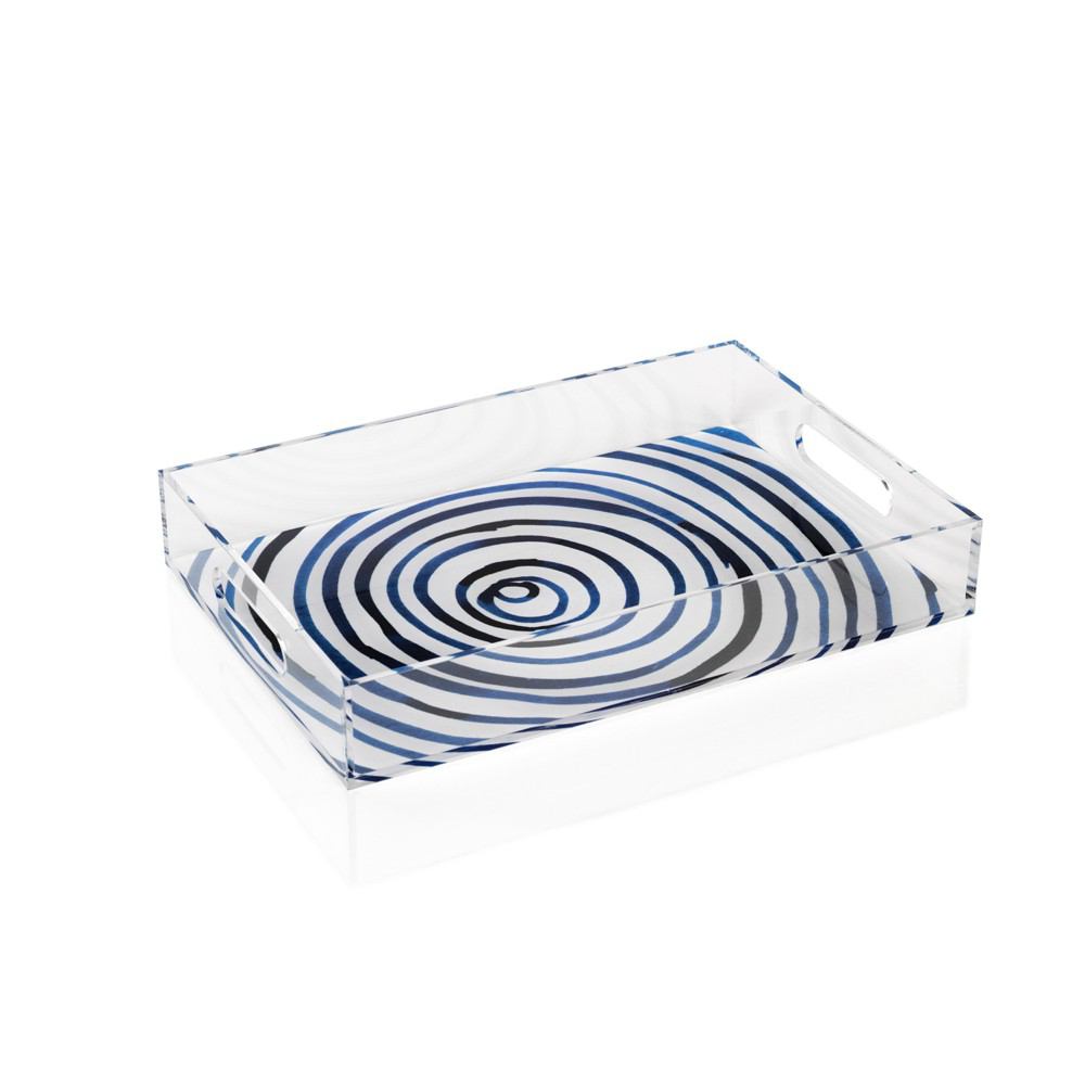 Zodax Blue Circle Rectangular Tray | Trays | Modishstore-3