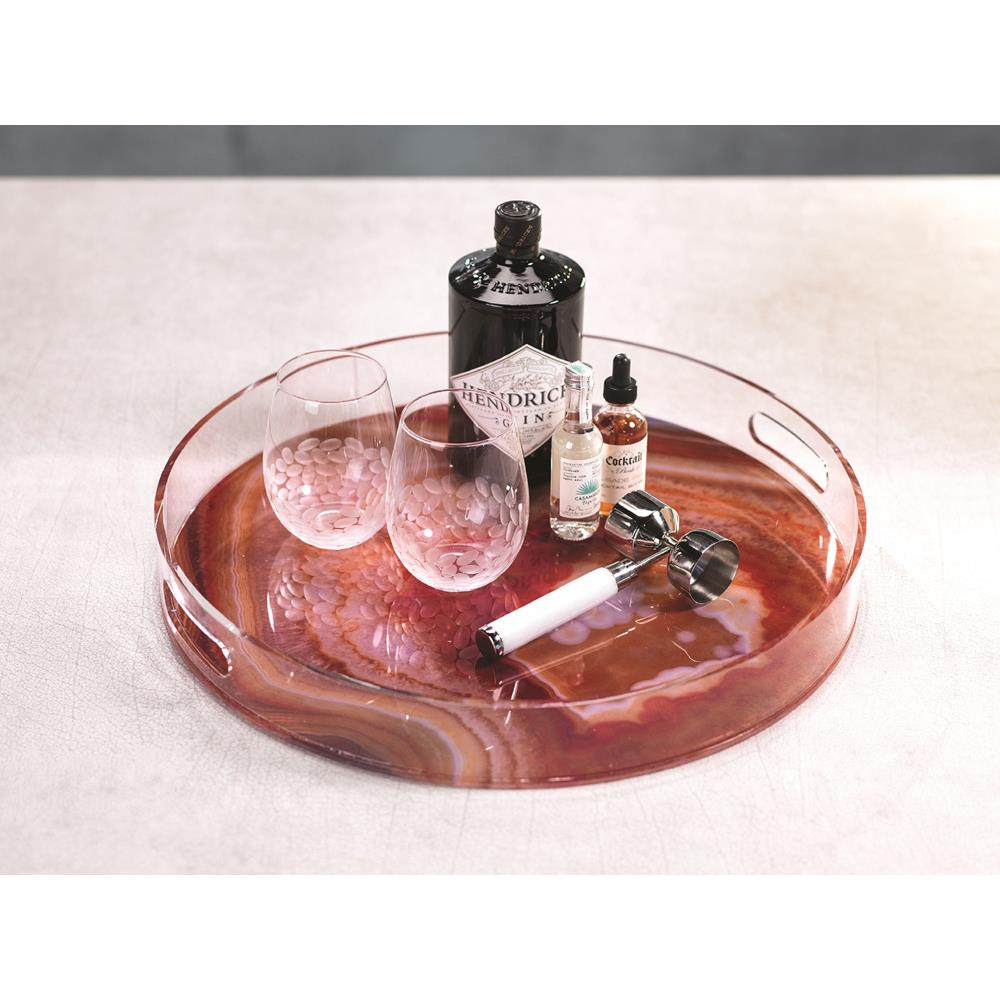 Zodax 18-Inch Diameter Orange Agate Round Tray | Trays | Modishstore