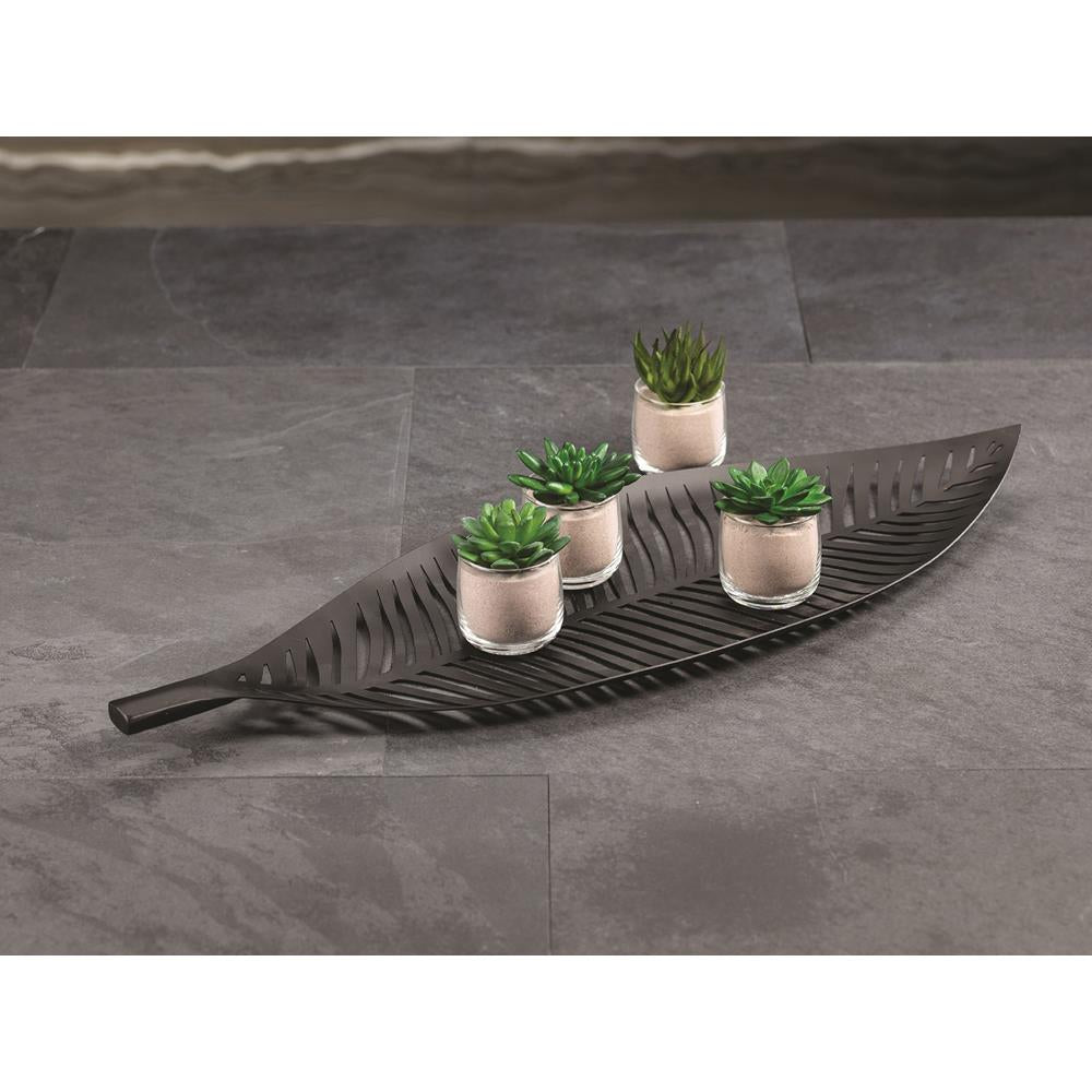 Zodax Palm Desert 27.50-Inch Long Black Leaf Tray | Decorative Trays & Dishes | Modishstore