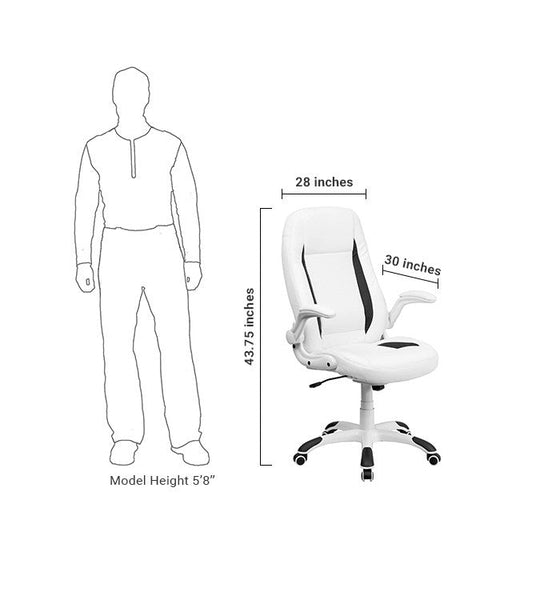 Flash Furniture High Back White Leather Executive Swivel Office Chair With Flip-Up Arms | Office Chairs | Modishstore-5