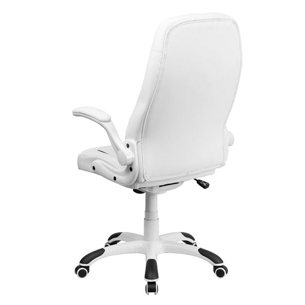 Flash Furniture High Back White Leather Executive Swivel Office Chair With Flip-Up Arms | Office Chairs | Modishstore-3